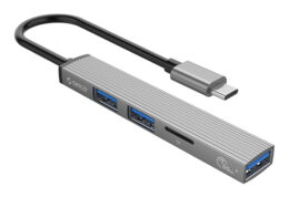 ORICO USB hub AH-12F με card reader, 3 θυρών, 5Gbps, USB-C σύνδεση, γκρι