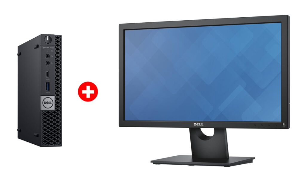 DELL PC OptiPlex 7060 Micro, Refurbished Grade A Repainted, i5-8500T, 8/128GB M.2, με οθόνη E2016H GB, με βάση