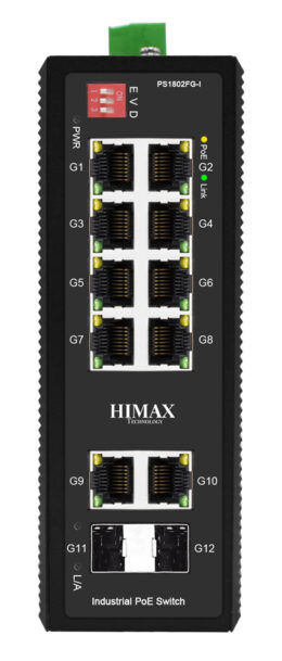HIMAX industrial PoE switch PS1802FG-I, 8x GE PoE/2x GE/2x GF SFP θύρες, έως 1000Mbps