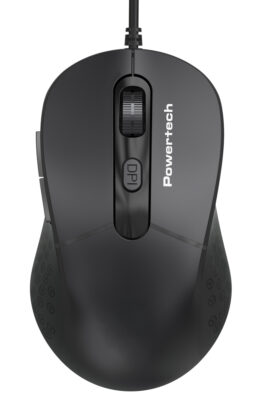 POWERTECH ενσύρματο ποντίκι PT-1467, οπτικό, έως 1600DPI, μαύρο