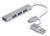 DELOCK USB hub 64214, 4x θυρών, 5Gbps, USB & USB-C σύνδεση, γκρι, 64214